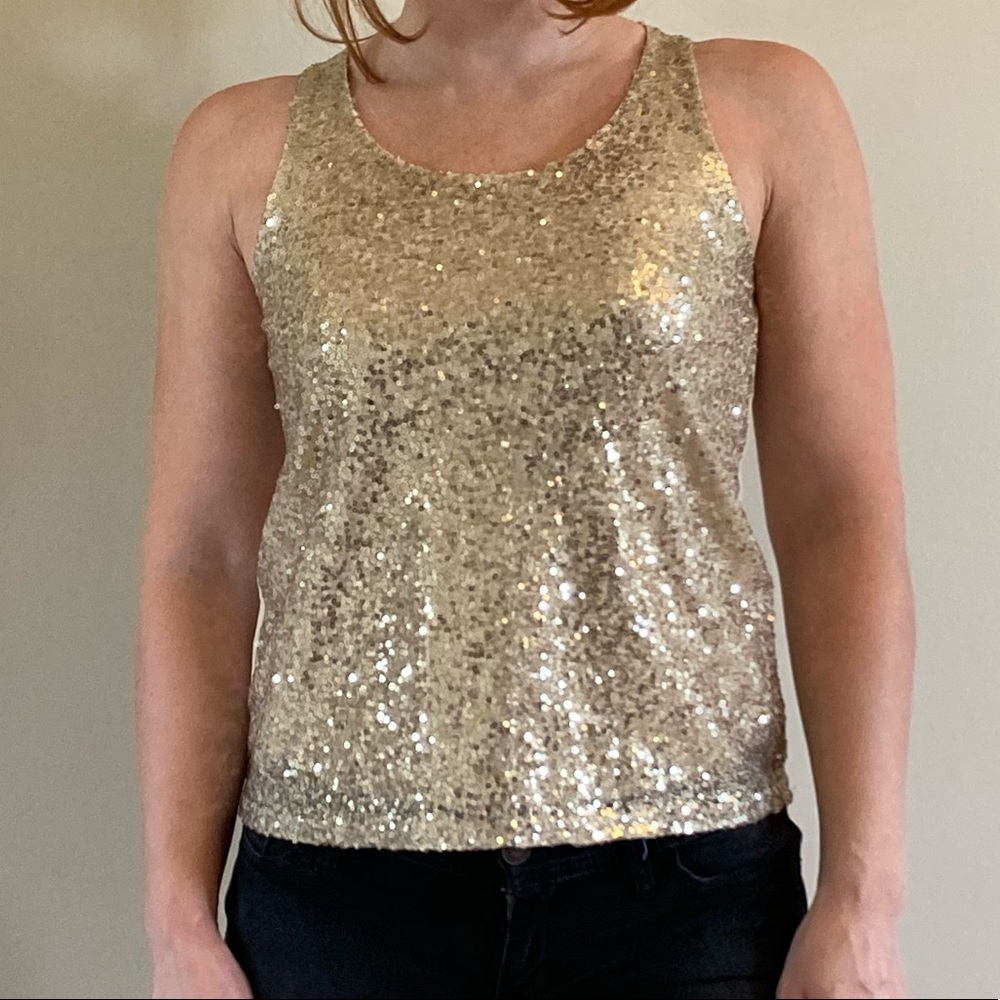 Gold sequin tank top